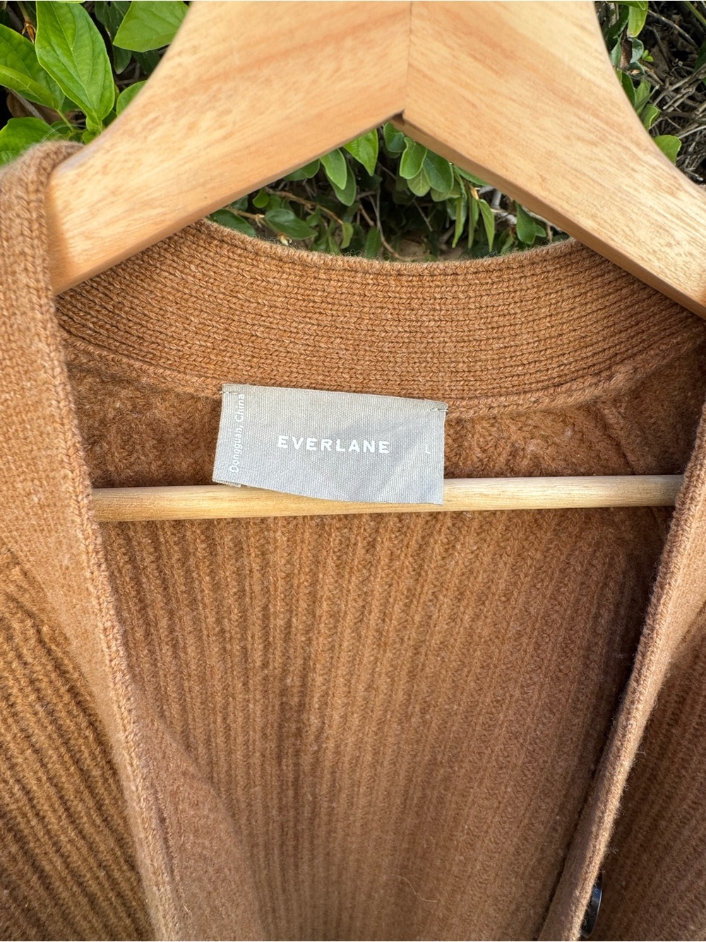 Everlane Camel Ribbed Button-Front Cardigan - Picture 5 of 6